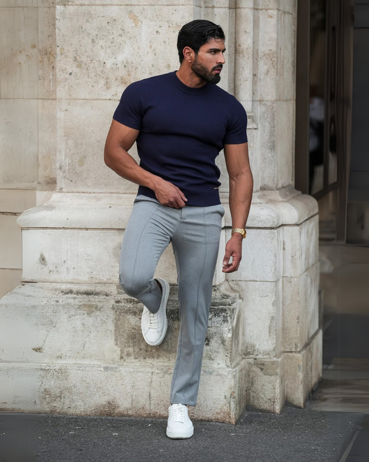 Pantalon de Costume Homme en Tailleur Capri [Tissu Premium]