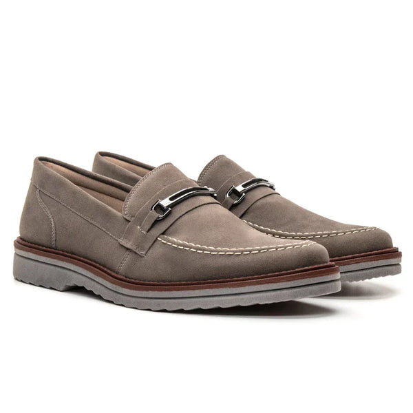 Sapato Loafer Mocassim Couro Nobock Camurça Aveludado Sport Fino com Fivela